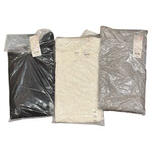 (3) NEW Uniqlo 100% cotton long sleeve tee shirts XXL black white gray NORMCORE